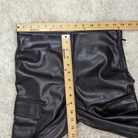Zara High Rise Faux Leather Pants with Cargo Pockets and Snap Ankles Black Small - Picture 7 of 14